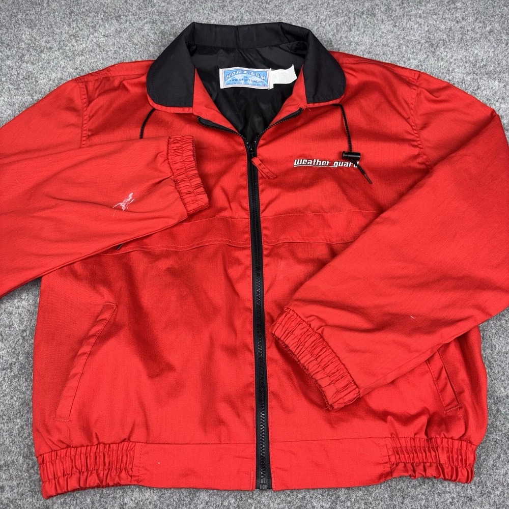 Vintage Horizon Weather Guard Windbreaker Jacket Mens Xl USA Made Red Full Zip